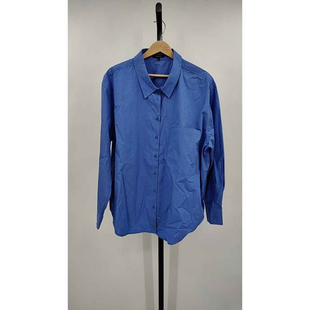 NWOT Quince Organic Cotton Poplin Long-Sleeve Boyfriend Shirt True Blue XL - Picture 2 of 3